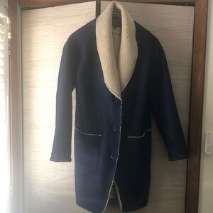 Madewell Dark Blue Pea Coat with Cream Lining